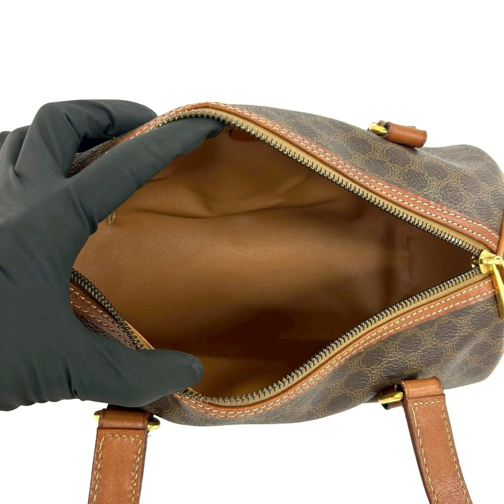 CELINE Vintage Magadham Blazon Triomphe Pattern Leather Handbag Mini Boston B... - Picture 9 of 10